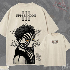Kitsukai Akaza Upper Moon Three Eyes Gaze Vintage Wash Heavyweight Graphic Tee Pump Cover