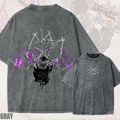 Kitsukai Anime Shirt, Three Sword Style, Purple Flame Swordsman, Manga Graphic Tee, Washed Cotton