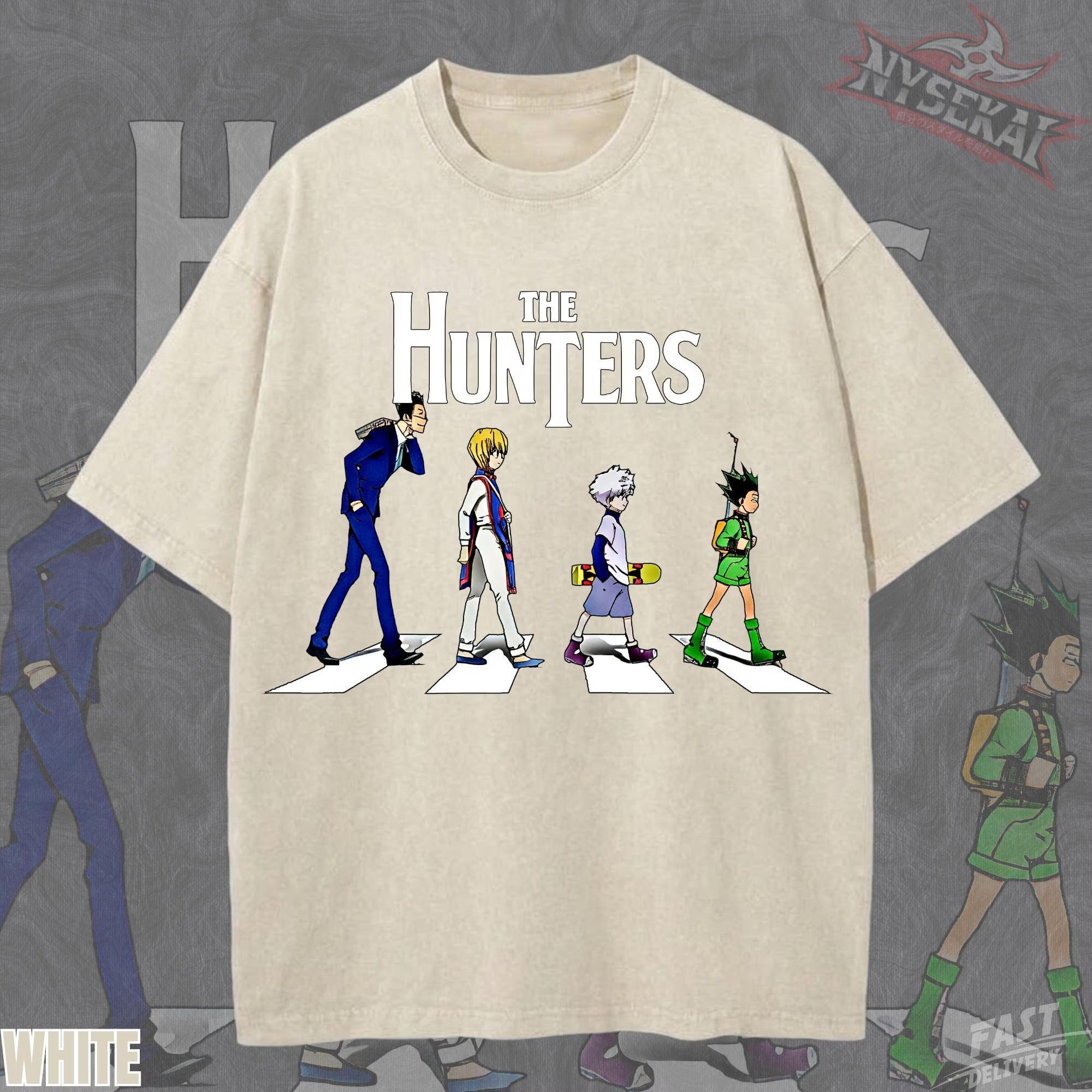 Kitsukai The Hunters Abbey Road Crossover Heavyweight Vintage Wash Graphic Tee Oversized Urban Streetwear Pump Cover