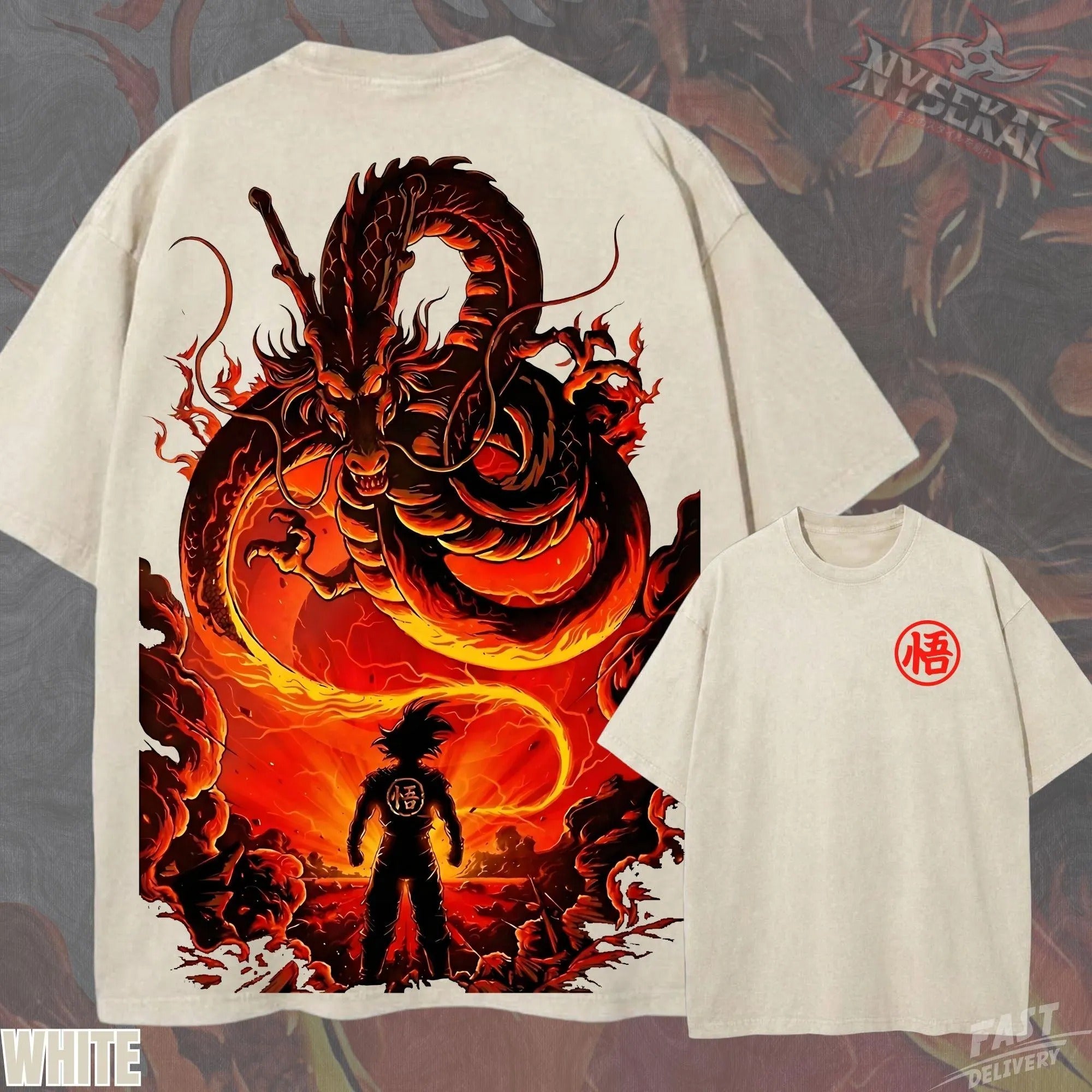 Kitsukai Goku Shenron Eternal Dragon Pump Cover Oversized Vintage Wash Heavyweight Graphic Tee