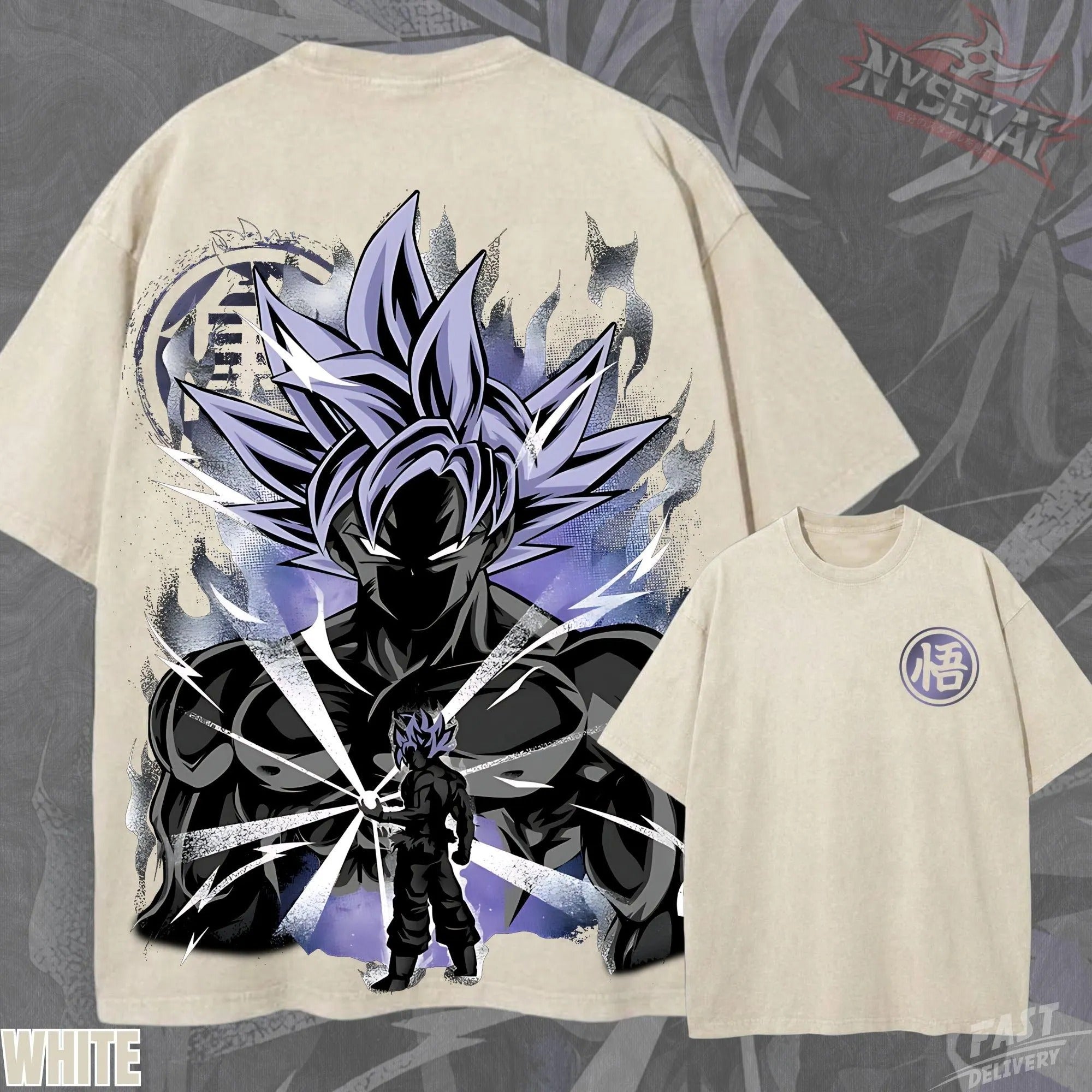 Kitsukai Goku Ultra Instinct Pump Cover Mastered UI Oversized Vintage Wash Heavyweight Graphic Tee
