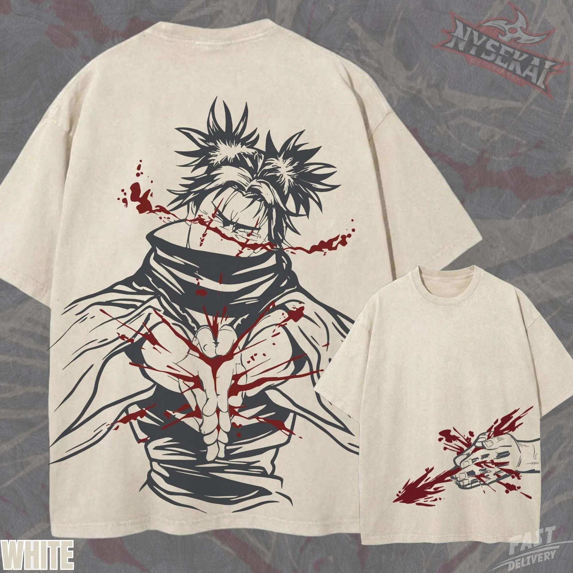 Kitsukai The Piercing Blood Heavyweight Vintage Wash Graphic Tee Oversized Urban Streetwear Pump Cover