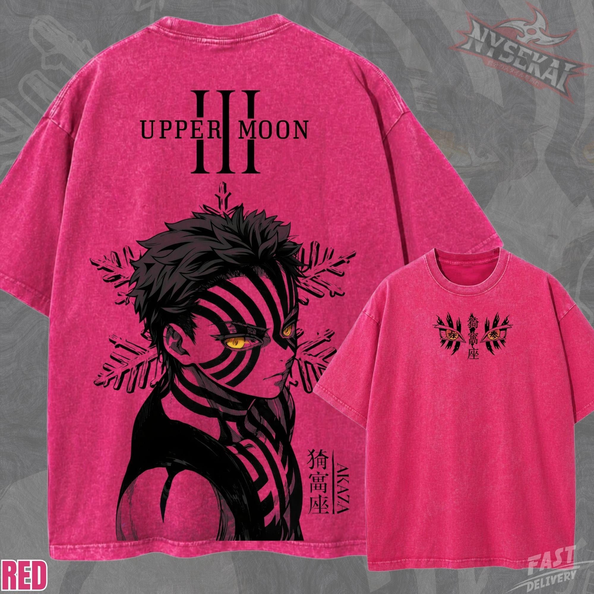 Kitsukai Akaza Upper Moon Three Eyes Gaze Vintage Wash Heavyweight Graphic Tee Pump Cover