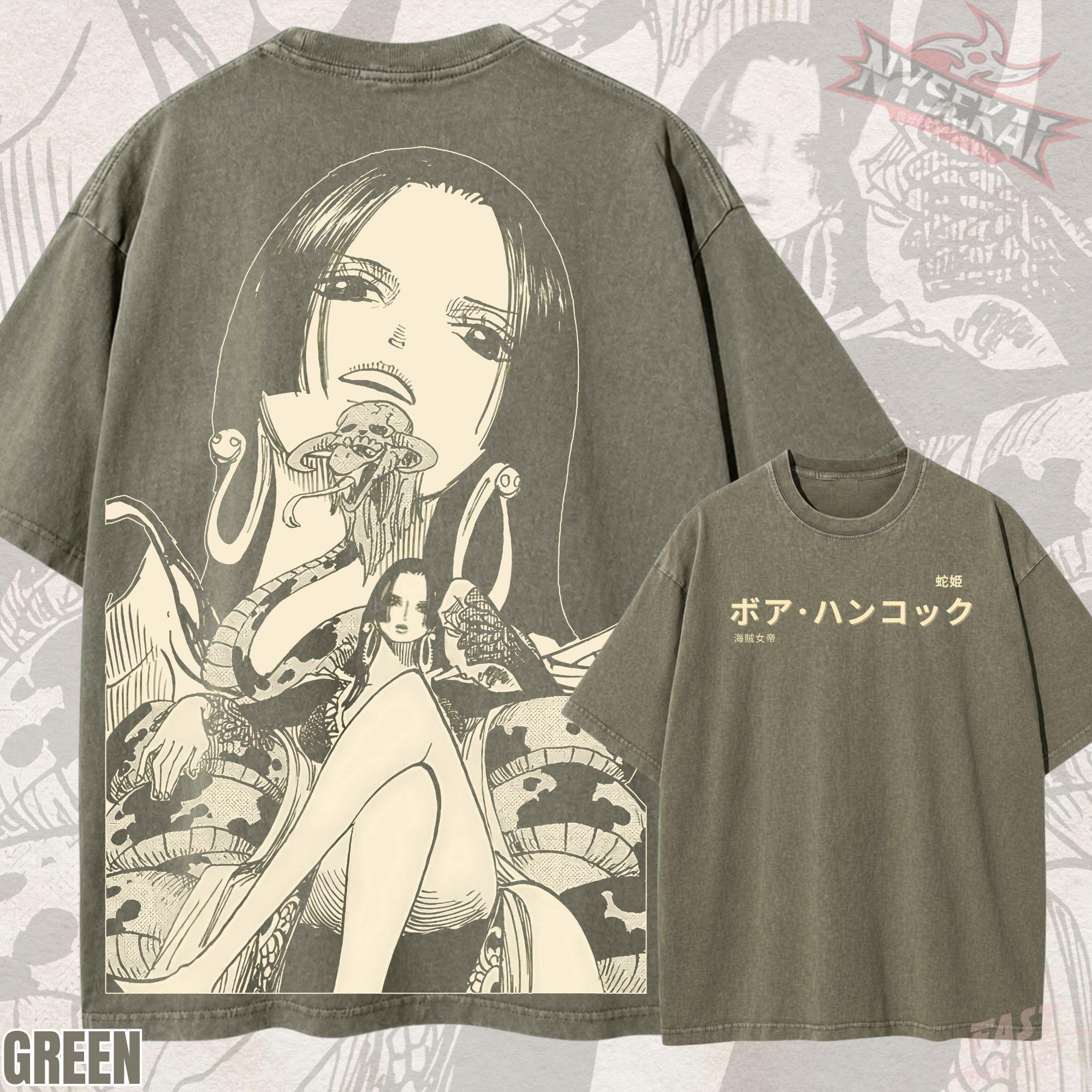 Kitsukai Boa Hancock Pirate Empress Snake Salome Vintage Wash Heavyweight Graphic Tee Pump Cover