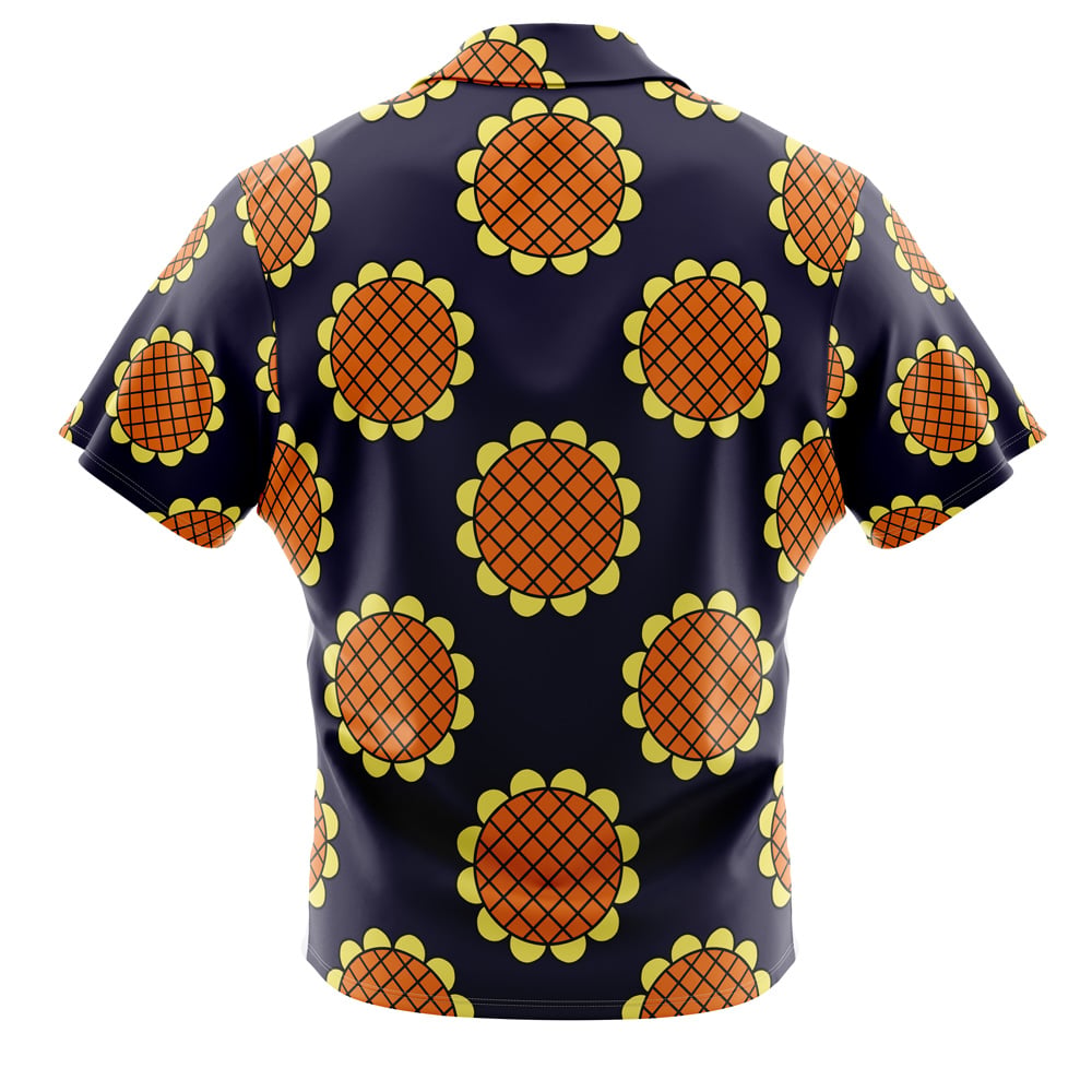 Navy Blue Monkey D. Luffy Lucy Dressrosa One Piece Button Up Hawaiian Shirt