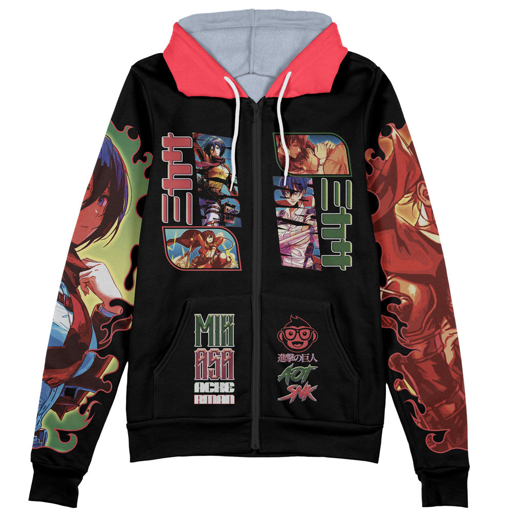 Mikasa Ackerman Attack on Titan Streetwear Zip Hoodie Jacket