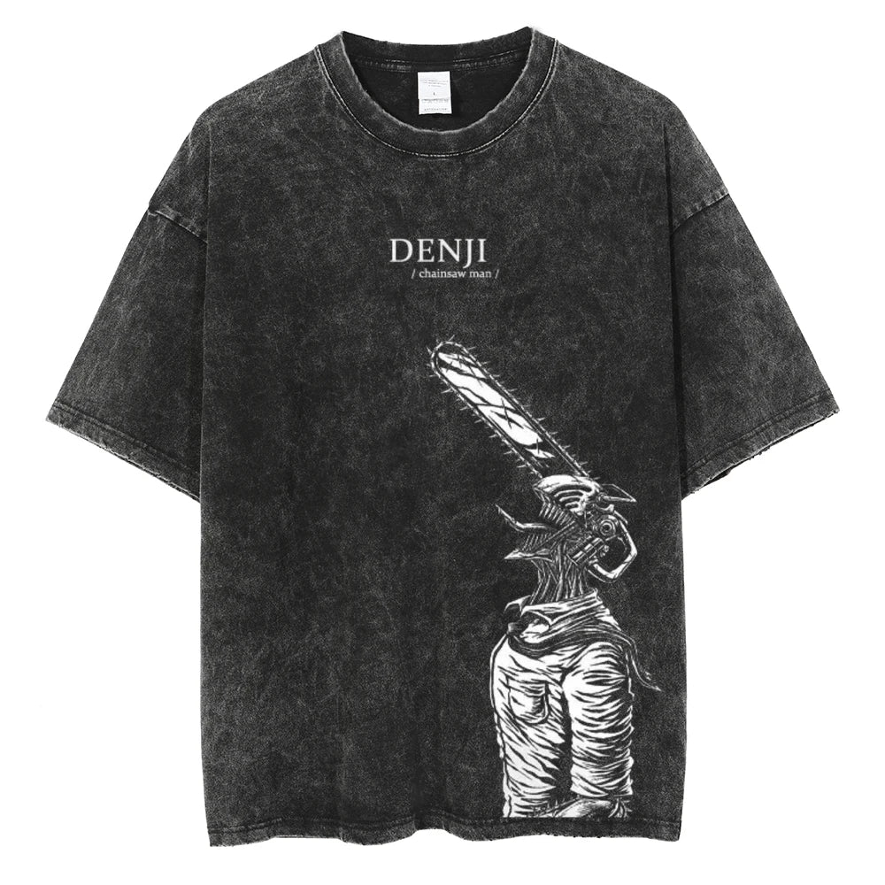  "Chainsaw Devil" Vintage Oversized T Shirt