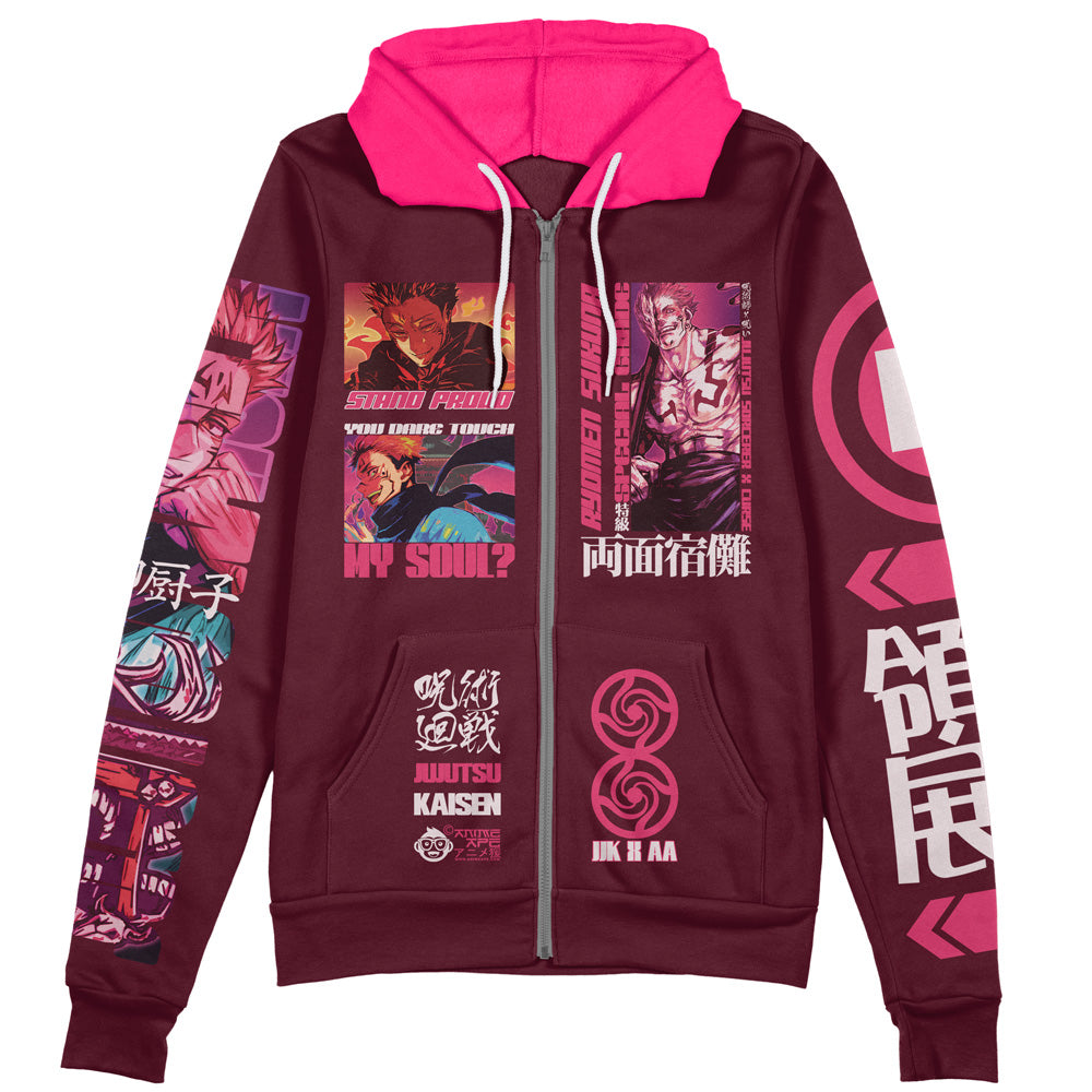 Ryomen Sukuna V2 Jujutsu Kaisen Streetwear Zip Hoodie Jacket
