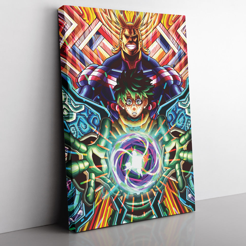 Trippy Deku x All Might My Hero Academia Canvas Print Wall Art