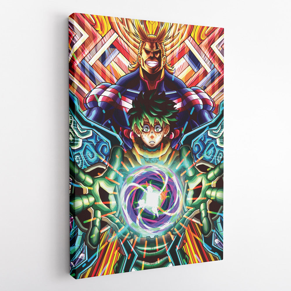 Trippy Deku x All Might My Hero Academia Canvas Print Wall Art
